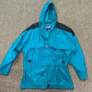 CB Sports Vintage Pullover Training Shell Coat, Xl Hood, 3 Pockets, 1/4 Zip